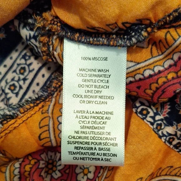 Beachlunchlounge Orange and Blue Relaxed Bib Collar Blouse. Size SMALL - Picture 9 of 9